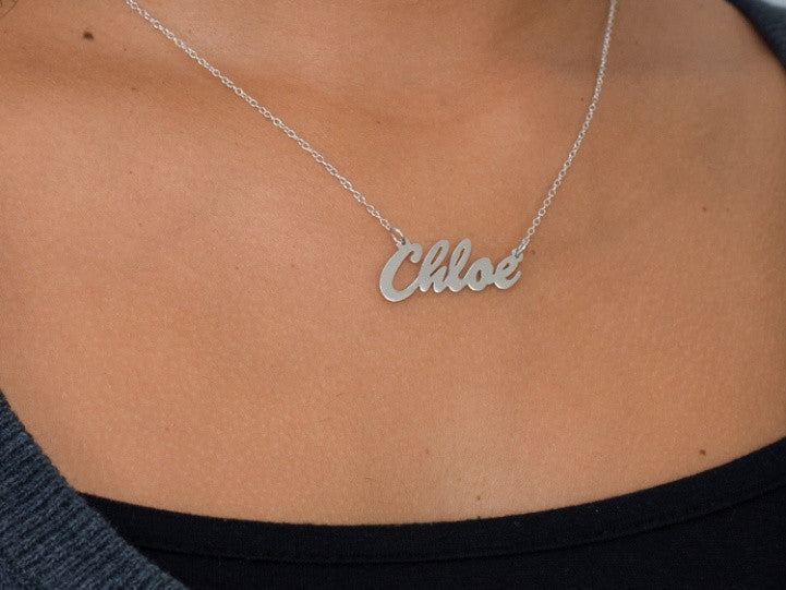 Gold Cursive Nameplate Necklace