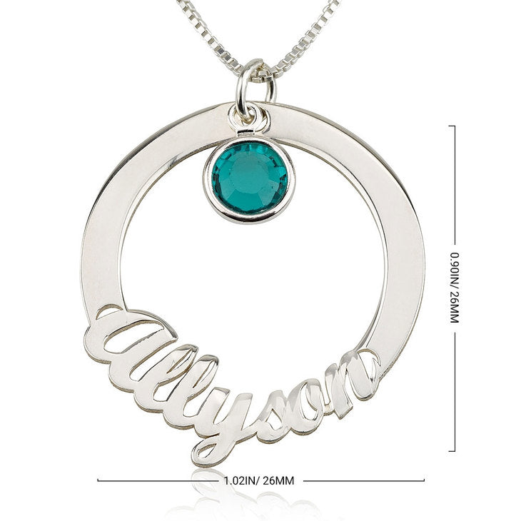 Personalized Circle Necklace with Birthstone 2