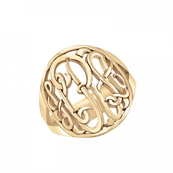 classic gold halo monogram ring