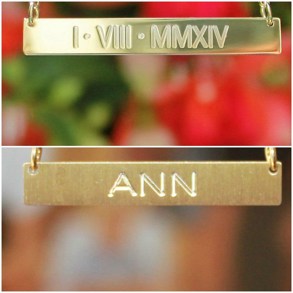 14k Solid Gold Vertical Bar Necklace Personalized Skinny Bar 4 Sided Long Bar  Pendant with 4 Names – Fine Jewelry by Anastasia Savenko