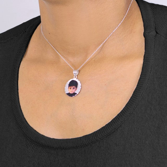 Custom Round Picture Charm Necklace