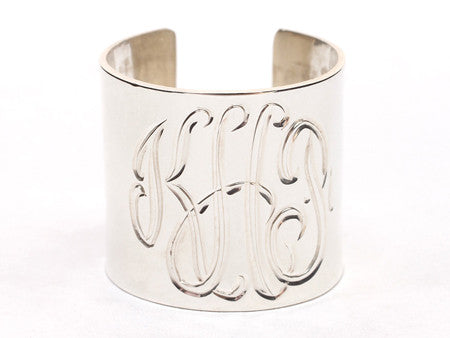Sterling Silver Monogrammed Cuff Ring