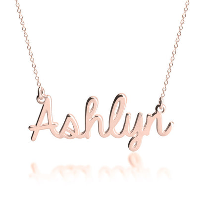 Sterling Silver Script Nameplate Necklace 3