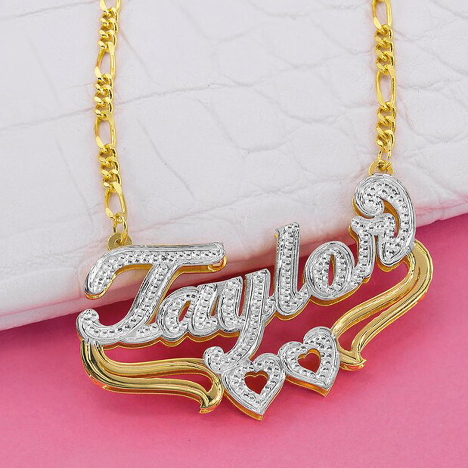 Kids Double Plated 3D Curved Name Necklace 2