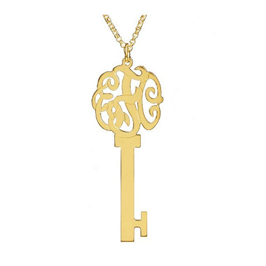 Gold Vermeil Monogram Skeleton Key Necklace 3