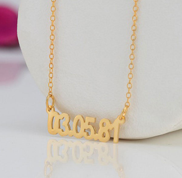 Gold Personalized Date Necklace