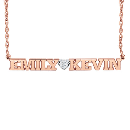 Diamond Heart Two Name Necklace 3