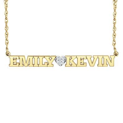 Diamond Heart Two Name Necklace