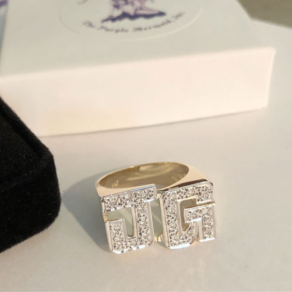 Mens diamond initial ring Clearance