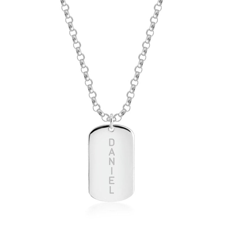 Personalized Sterling Silver Dog Tag Necklace