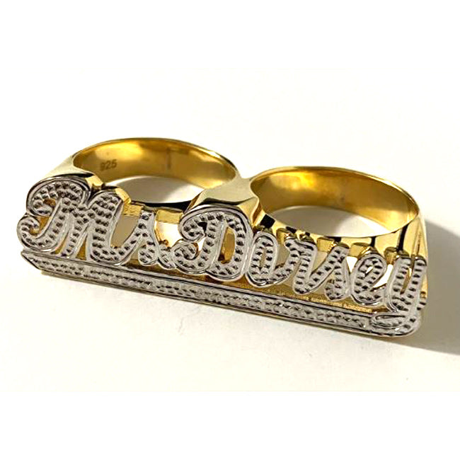 10K Solid Yellow Gold Men's Last Supper Two Finger Ring – bhj