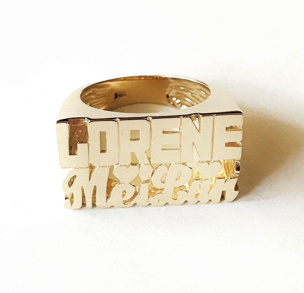 Two Name Ring with Hearts 2
