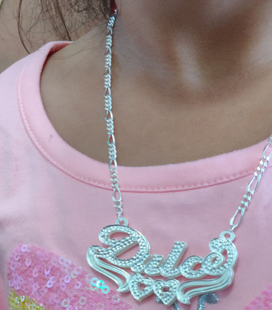 Kids Double Plated 3D Curved Name Necklace
