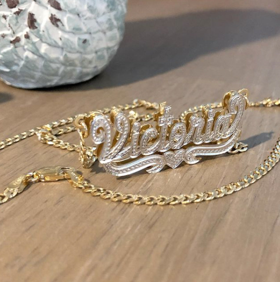 Personalized Necklace Cuban Link Chain 14k Gold Plated Name