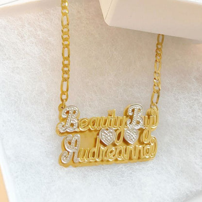 Two Name Double Plated Nameplate Necklace