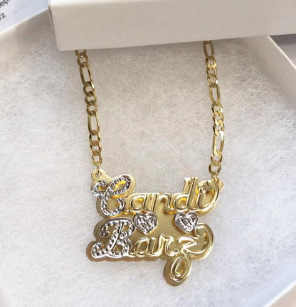Two Name Double Plated Nameplate Necklace 3