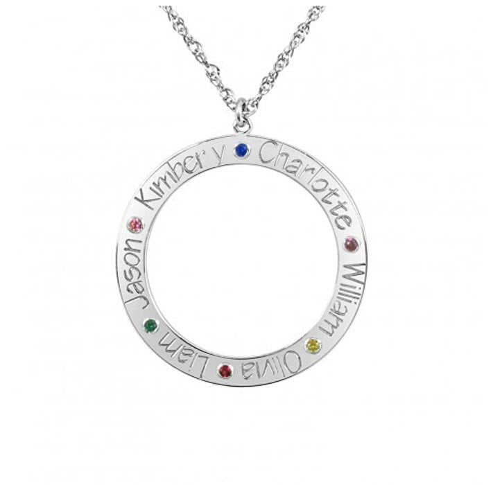 Personalized Family Loop Necklace with Birthstones 2