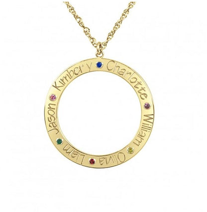 Personalized Family Loop Necklace with Birthstones