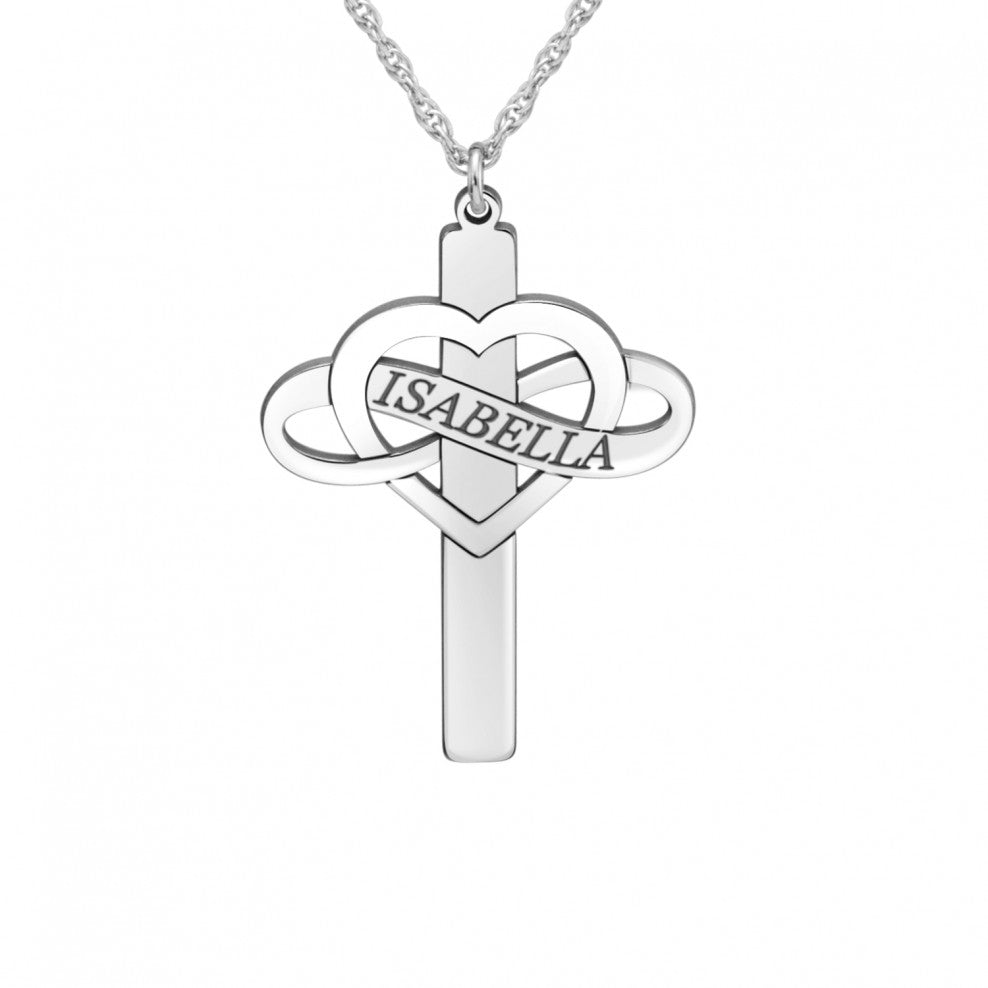 Personalized Heart Infinity Name Cross Necklace 2