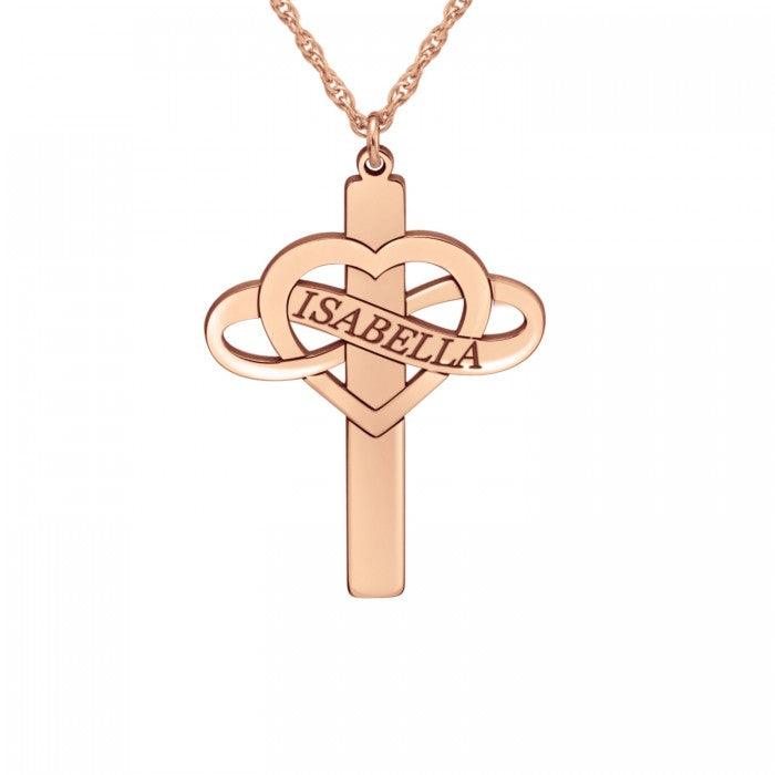 Personalized Heart Infinity Name Cross Necklace