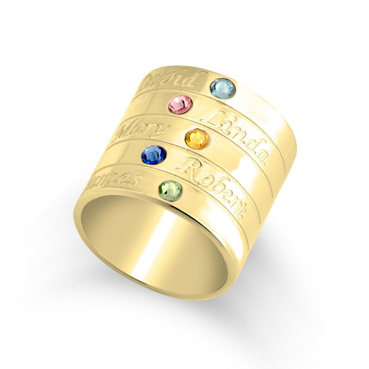 Engraved Name Stacked Birthstone Ring / 2-5 bands 2