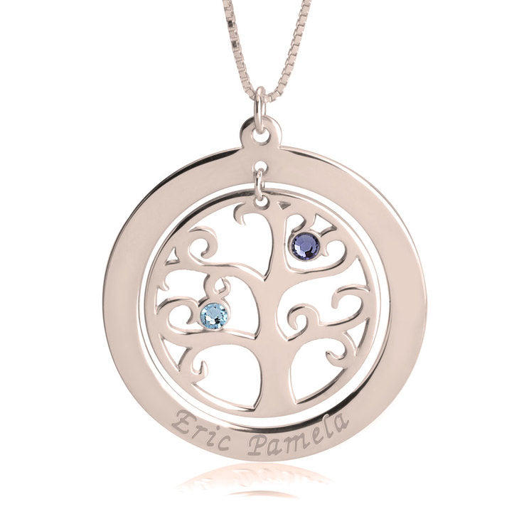 Personalized Rose Gold Family Tree Birthstone Necklace 4
