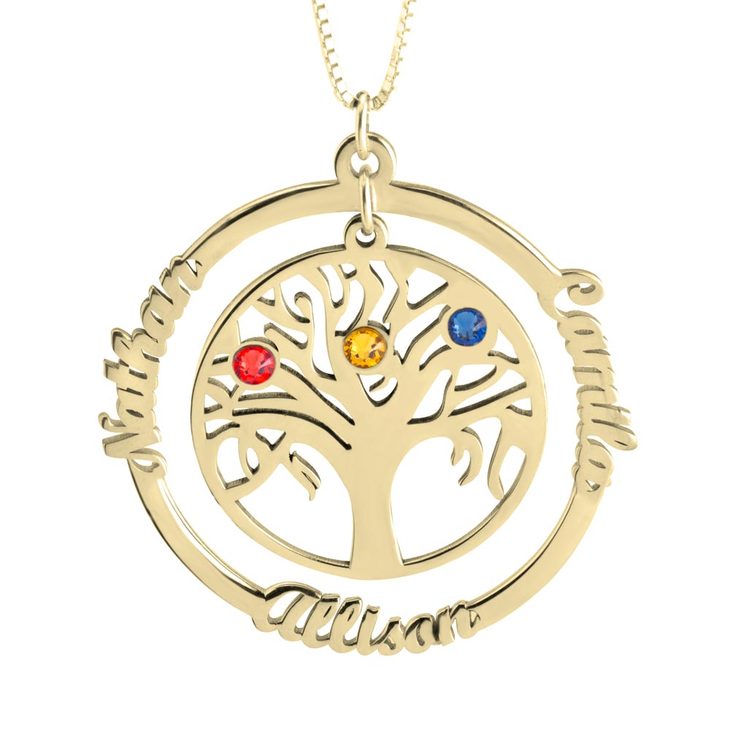 Personalized Family Tree Mothers Necklace-Names and Birthstones6