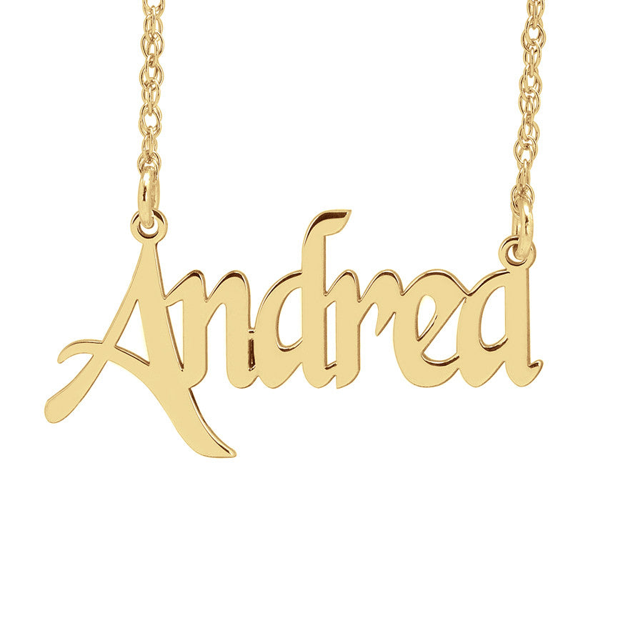 Custom Nameplate Necklace - Fancy Script gold