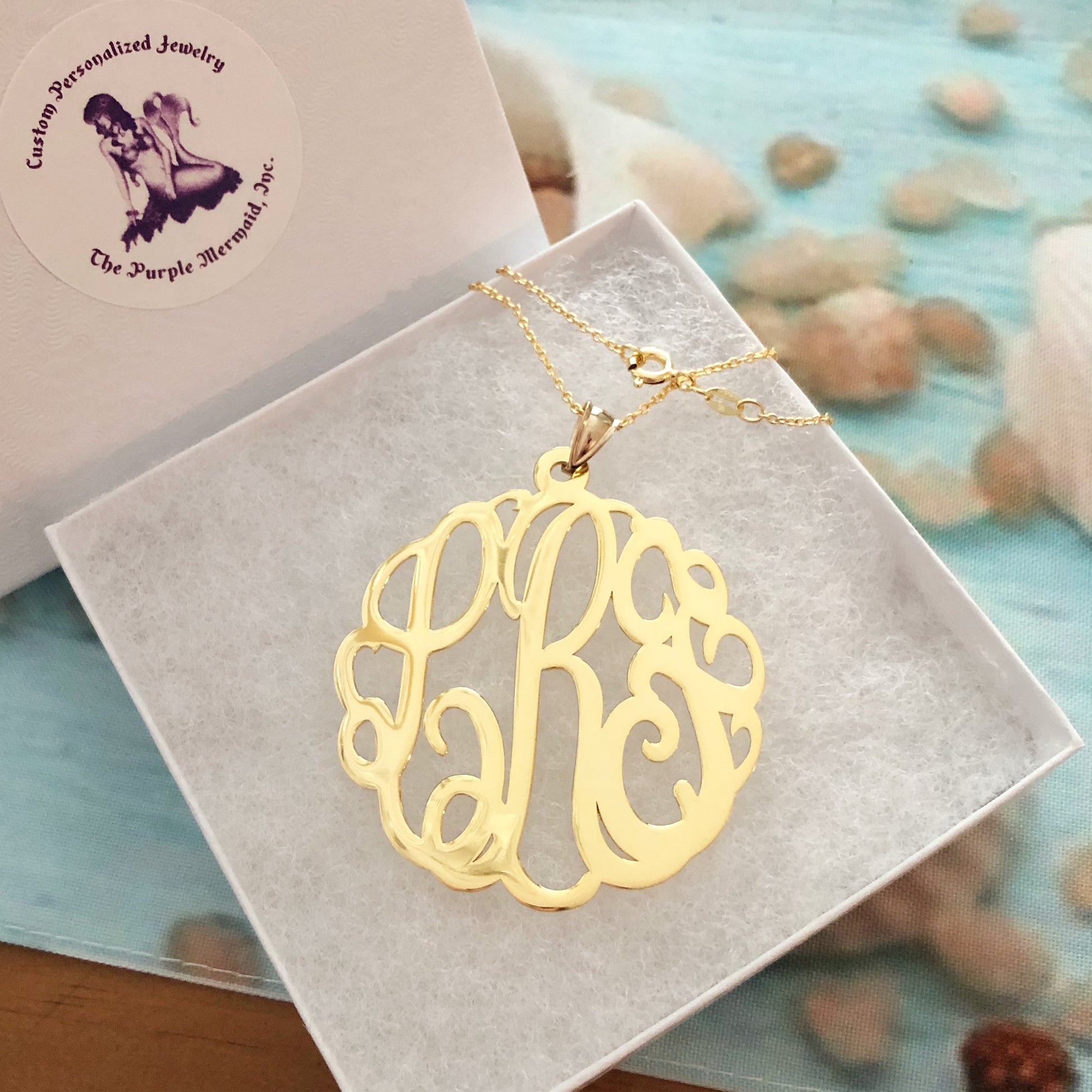 24K Gold Plated Fancy Script Monogram Necklace – Be Monogrammed