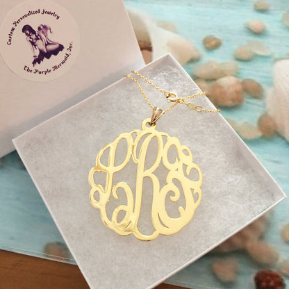 24K Gold Plated Fancy Script Monogram Necklace – Be Monogrammed