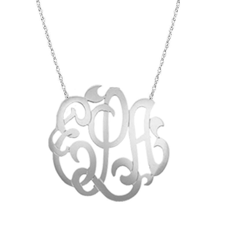 Medium Large Sterling Silver Freeform Monogram Necklace