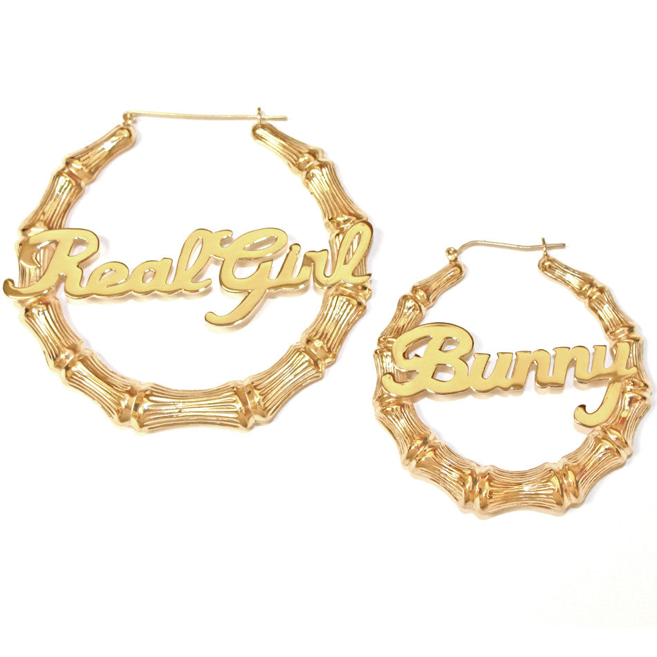 Bamboo Name Hoop Earrings - Large and Extra Large