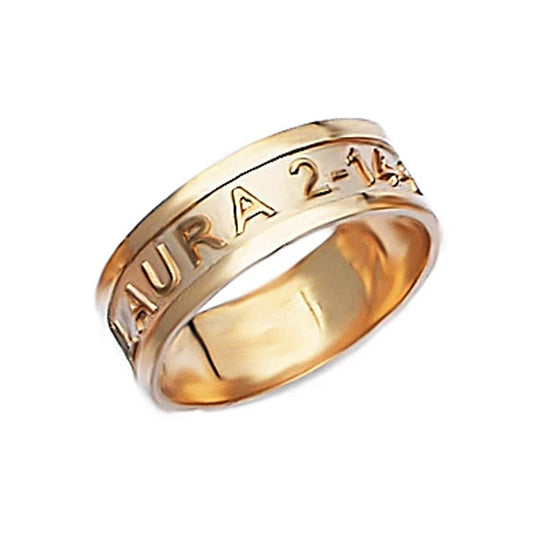 Large Name and Date Band Ring