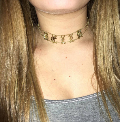 Gold Personalized Choker Name Necklace 2