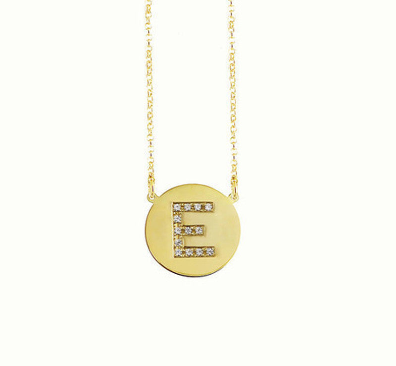 gold cz initial necklace