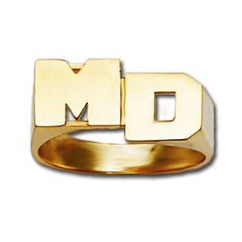 Personalized 14K Gold Stacked Initial Monogram Ring