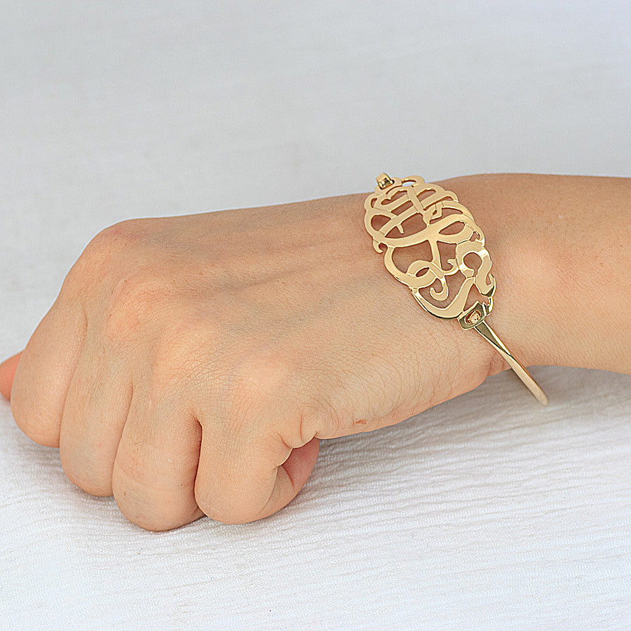 gold monogram bangle bracelet