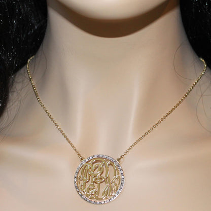 gold monogram cz necklace
