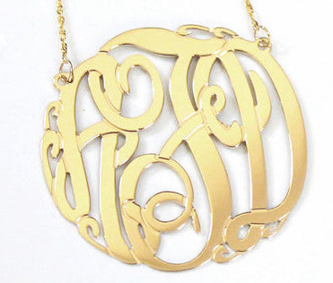 14K Gold Monogram Necklace  rope chain