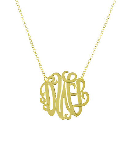 Gold Monogram Necklace - Bella Scroll Font 2