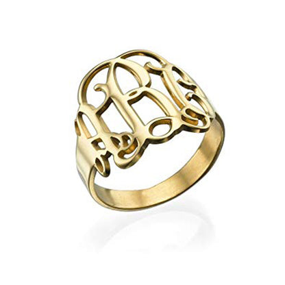 Sterling Silver Cutout Monogram Ring 4