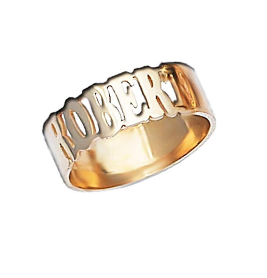 Gold Band Name Ring