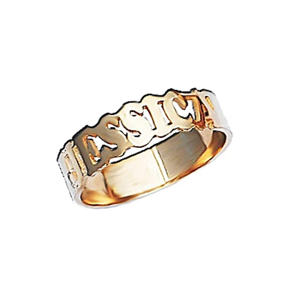 Small Gold Band Name Ring