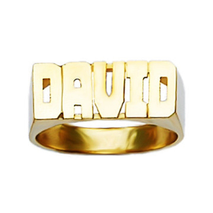 10K Gold Medium Block Name Ring