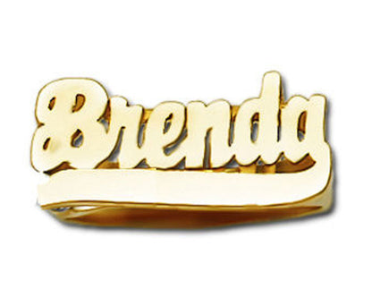 14K solid gold name ring with tail