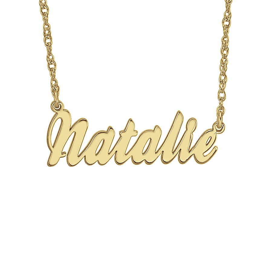 Cursive Nameplate Necklace Gold