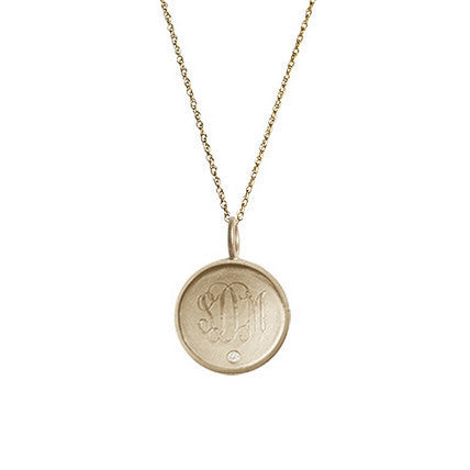 14K Gold Rimmed Monogram Necklace With Diamond Pippa Middleton