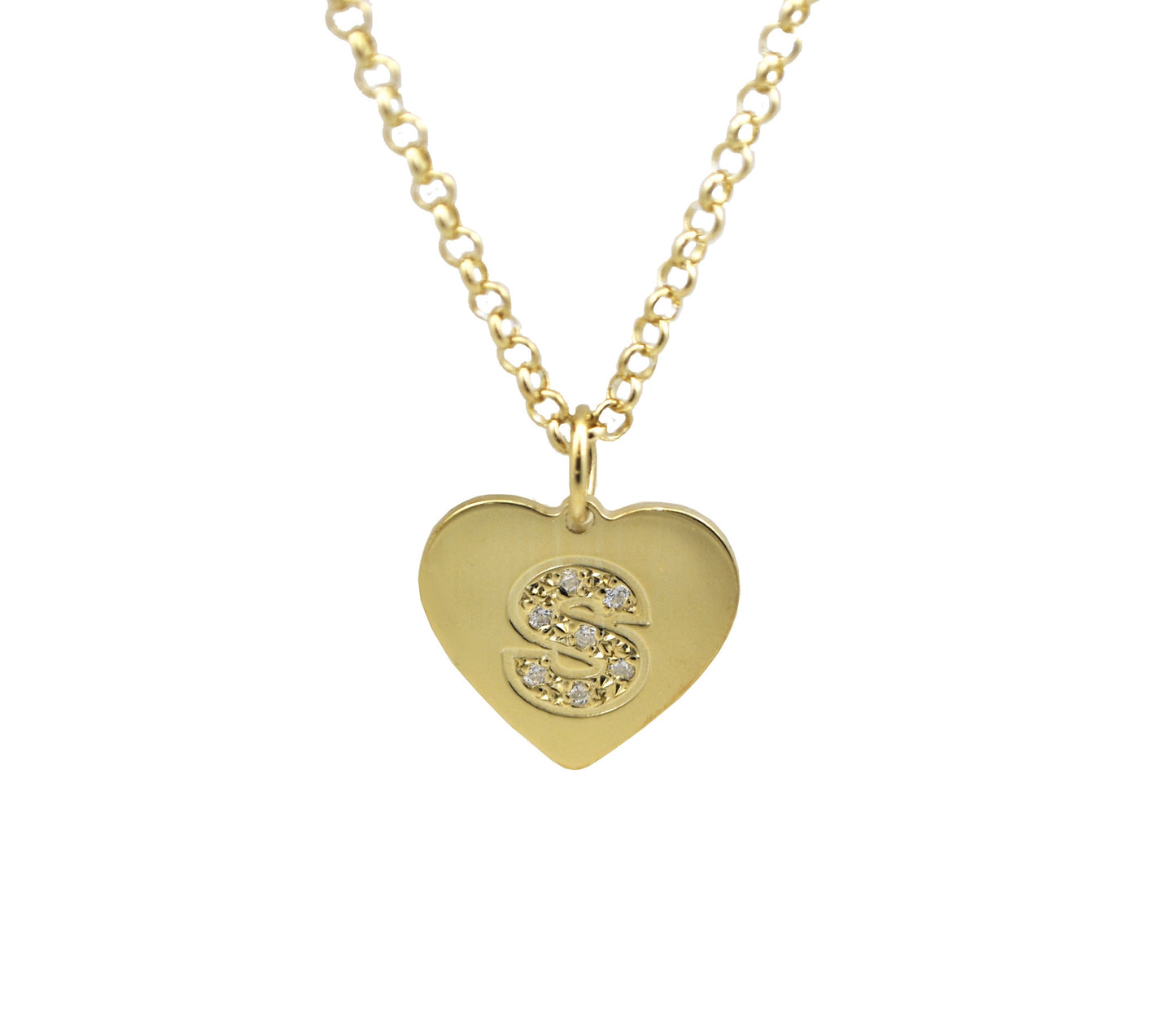 Heart CZ Initial Necklace