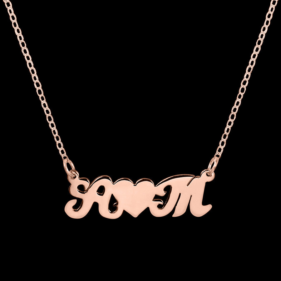 Initials and Heart Couples Necklace Be Monogrammed