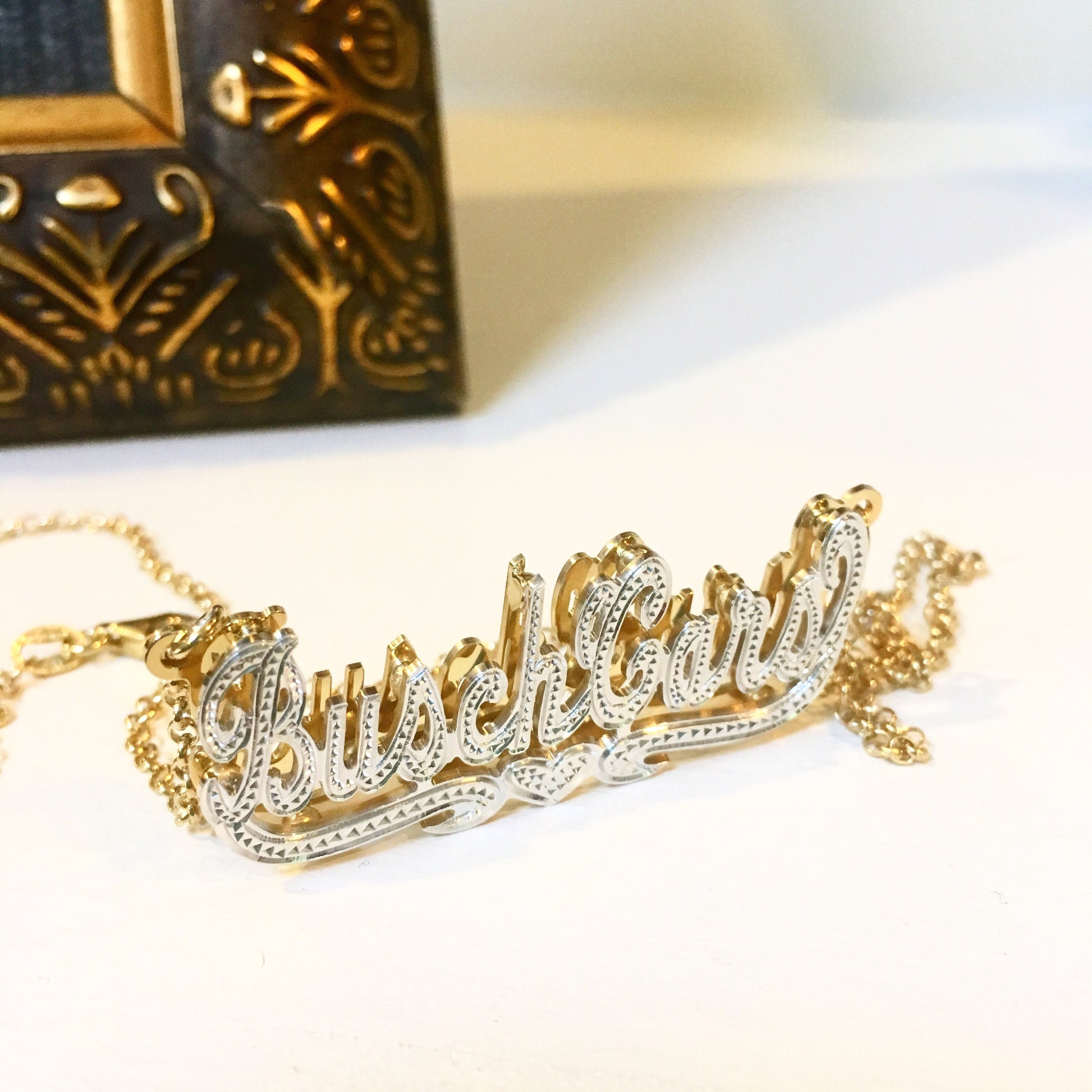 beaded double plated name necklace